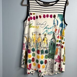Michael Tyler Sleeveless Artsy Blouse  Medium